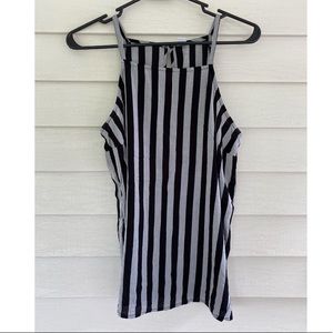 Striped high neck tank top